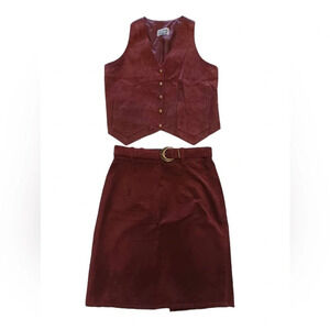 Seperate  Scene 2 Piece 100% Leather Skirt Size 14 Vest Size Large